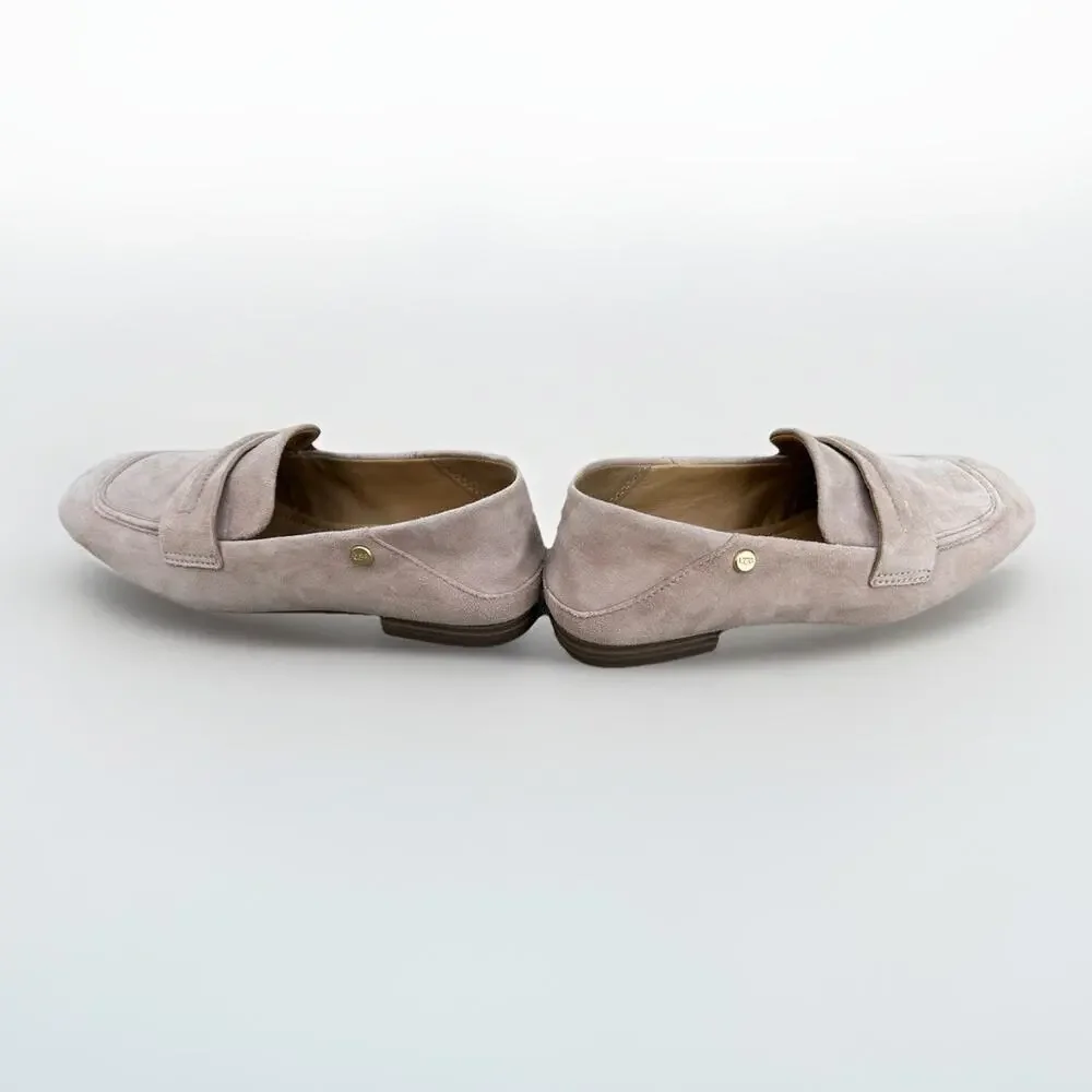 New UGG Janaya Suede Leather Loafers Flats Shoes Women’s Size 5 Tan Beige Cream